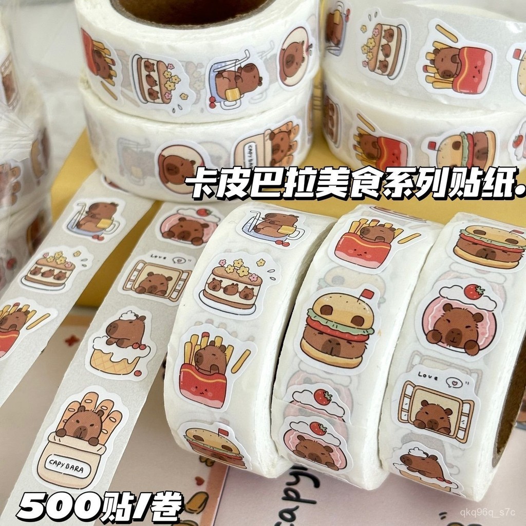 

Gourmet Capabala Roll StickersinsGood-looking Cartoon Cute Hand Account Sealing Decoration Student Pen Stick SWSI