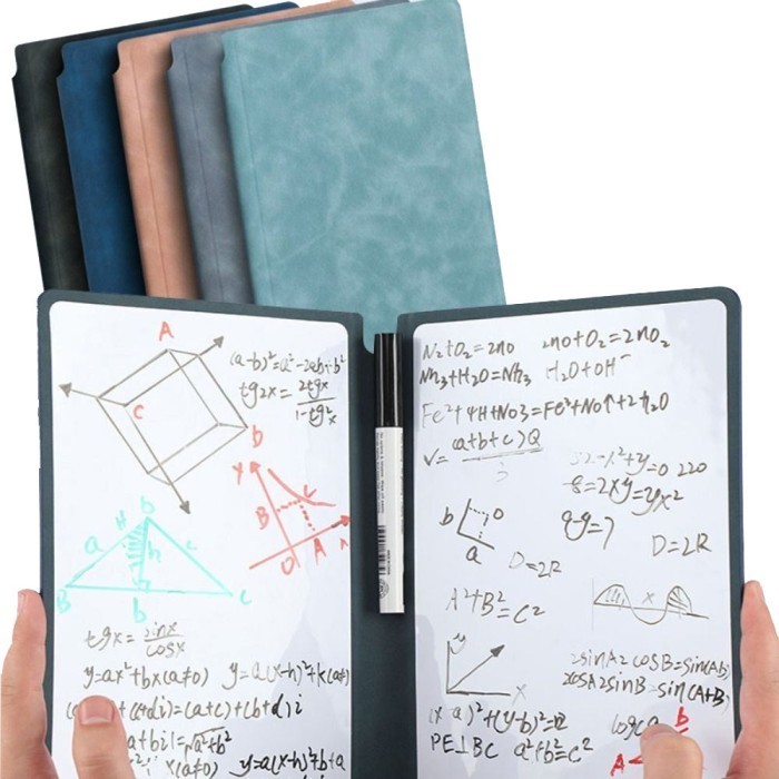 

Papan Tulis Portable Lipat ni Size A5 Whiteboard Cover Kulit Pu Leather White Board dan Spidol