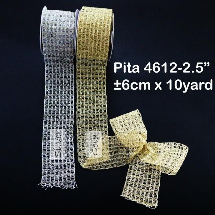 

Pita 4612-2.5" 6cm x 10yard - Ribbon gold silver - pita lebaran