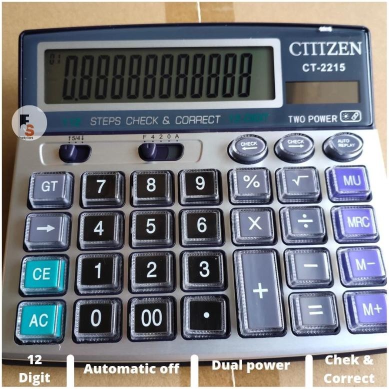 

FUZ-611 Kalkulator Calculator Dekstop Meja Dagang 12 Digit Tombol Transparan Mika Awet Bagus Layar Terang Angka Besar Fitur Chek Ulang Terlaris