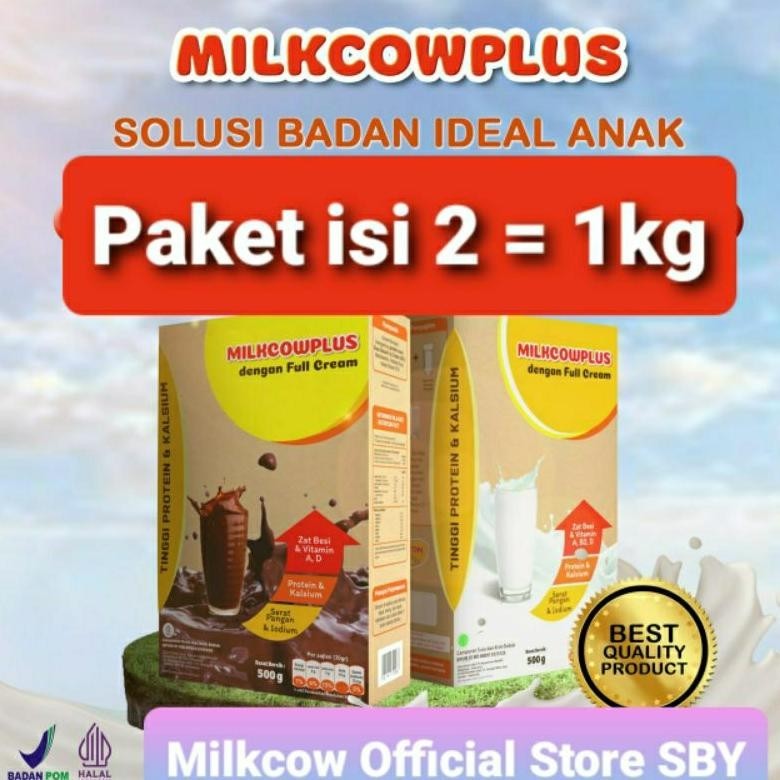 

Flash Sale [ Paket Isi 2 = 1Kg ] Milkcow Plus Milkcowplus Susu Penambah Nafsu Makan Berat Badan Tinggi Badan Hig Quality