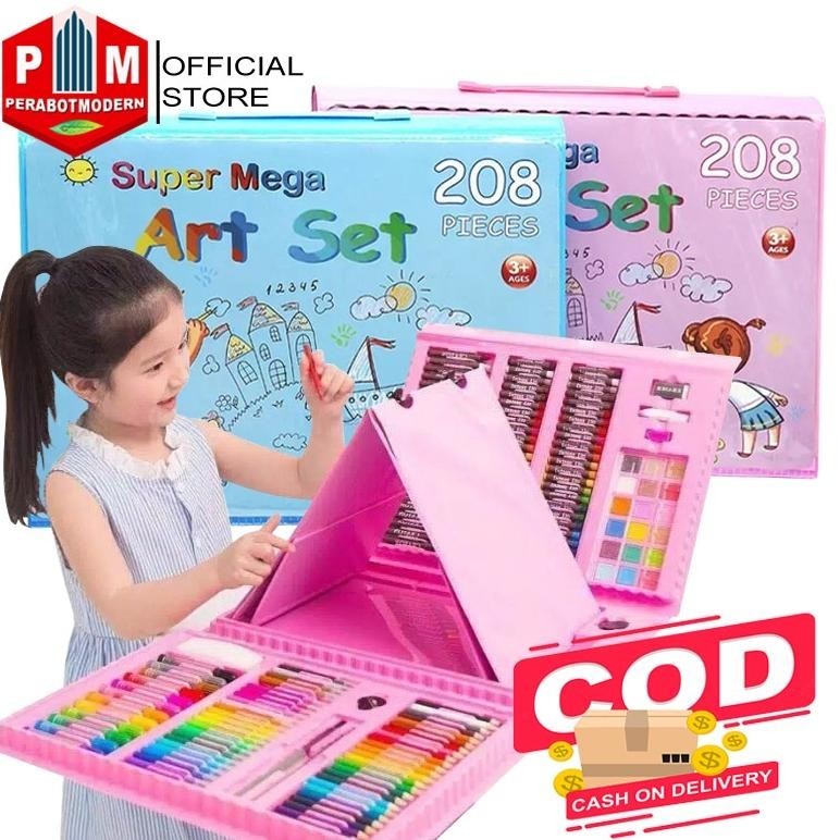 

et-98 Alat Lukis Set Super Mega Art 208 PCS Crayon Oil Paste Pensil Warna Pensil Warna Cair Anak Mewarnai Berkualitas