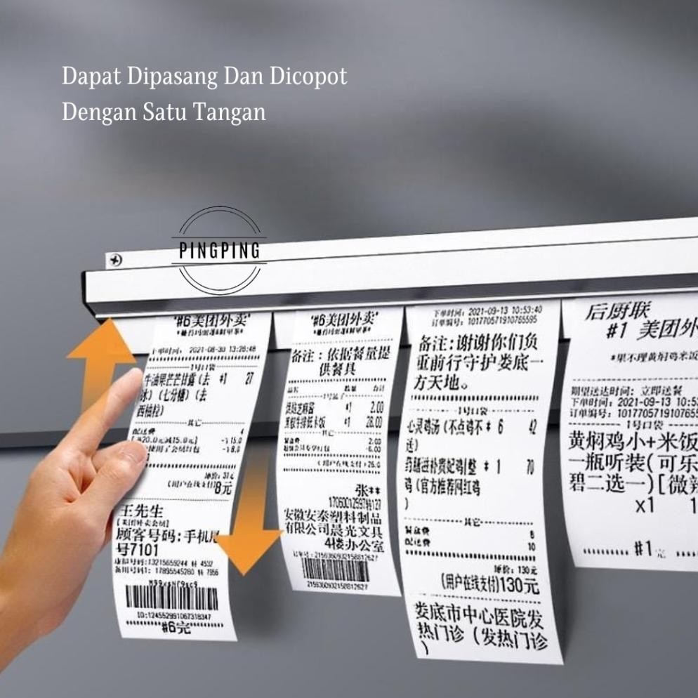 

yui-7 Bill Holder/ Receipt Holder/ Capitan Nota Stainless/Bill Holder/ Receipt Holder/ Capitan Nota Stainless 45x6 cm/60*6cm/90*6cm/Penjepit Kertas Bon Bill Tab Grabber Aluminum Bill Holder Restaurant Getra Cafe Murah