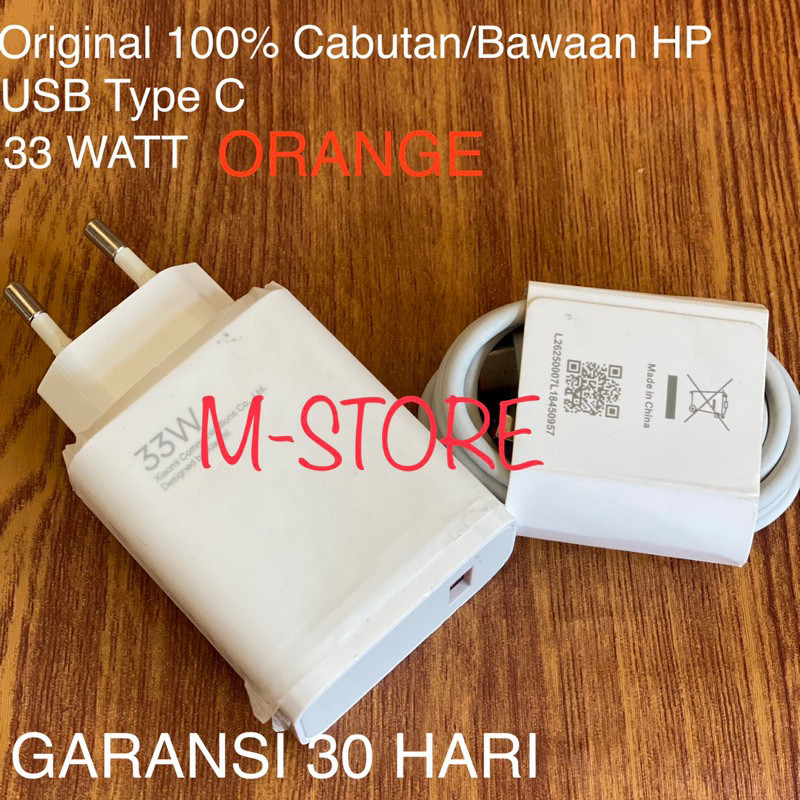 Charger Copotan Xiaomi 33 Watt Orange Premium