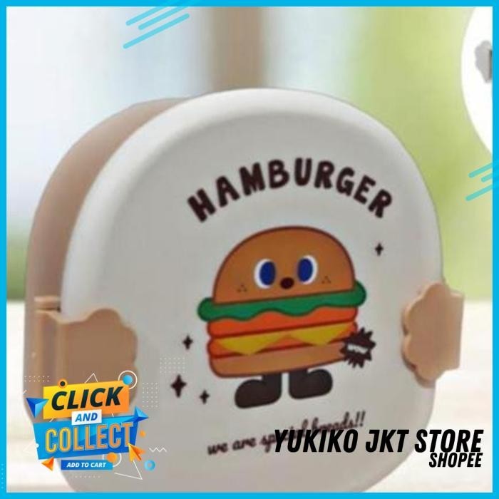 LUNCHBOX KOTAK BEKAL ANAK HAMBURGER / KOTAK MAKAN ANAK / TEMPAT MAKAN ANAK HAMBURGER PALING DISUKAI