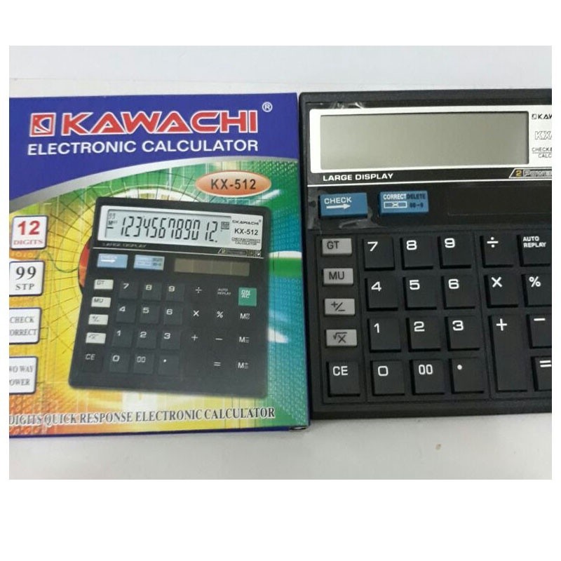 

Kalkulator Digital Kawachi 12 Digit KX-512 Electronic Calculator 2 Ways Power