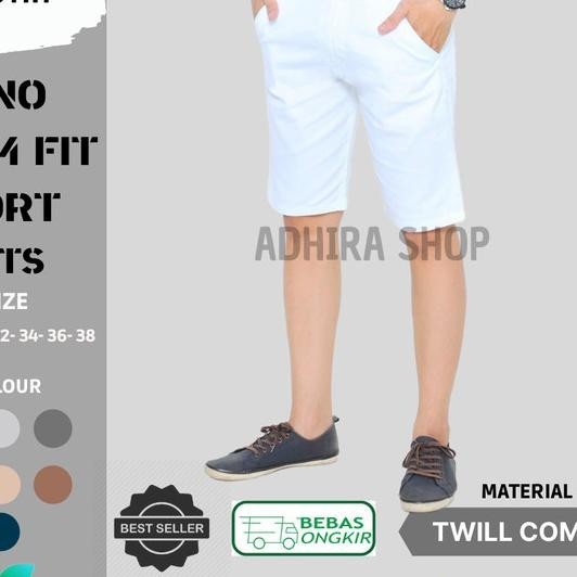 Celana Chino Dek Pria Jumbo Chinos Standar Slim Fit Putih