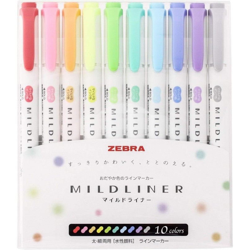 

Sale Zebra Mildliner Dual Sided Highglighter Set Of 10 Color