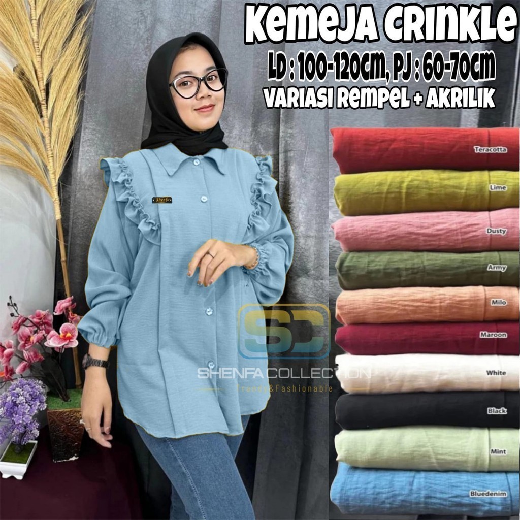 Blouse Wanita KEMEJA POLOS WANITA CRINKLE AIRFLOW BAJU KEMEJA WANITA LENGAN PANJANG CRINKLE KEMEJA