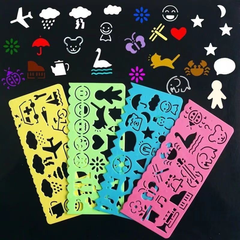 

Set Lengkap4Pegangan Setelan Alat Tulis, Kaleidoskop Magic Multifungsi Menggambar Template Penggaris