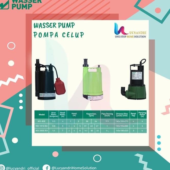 Wasser Submersible Pump Wd 80 E Pompa Celup Kolam Pompa Air Original