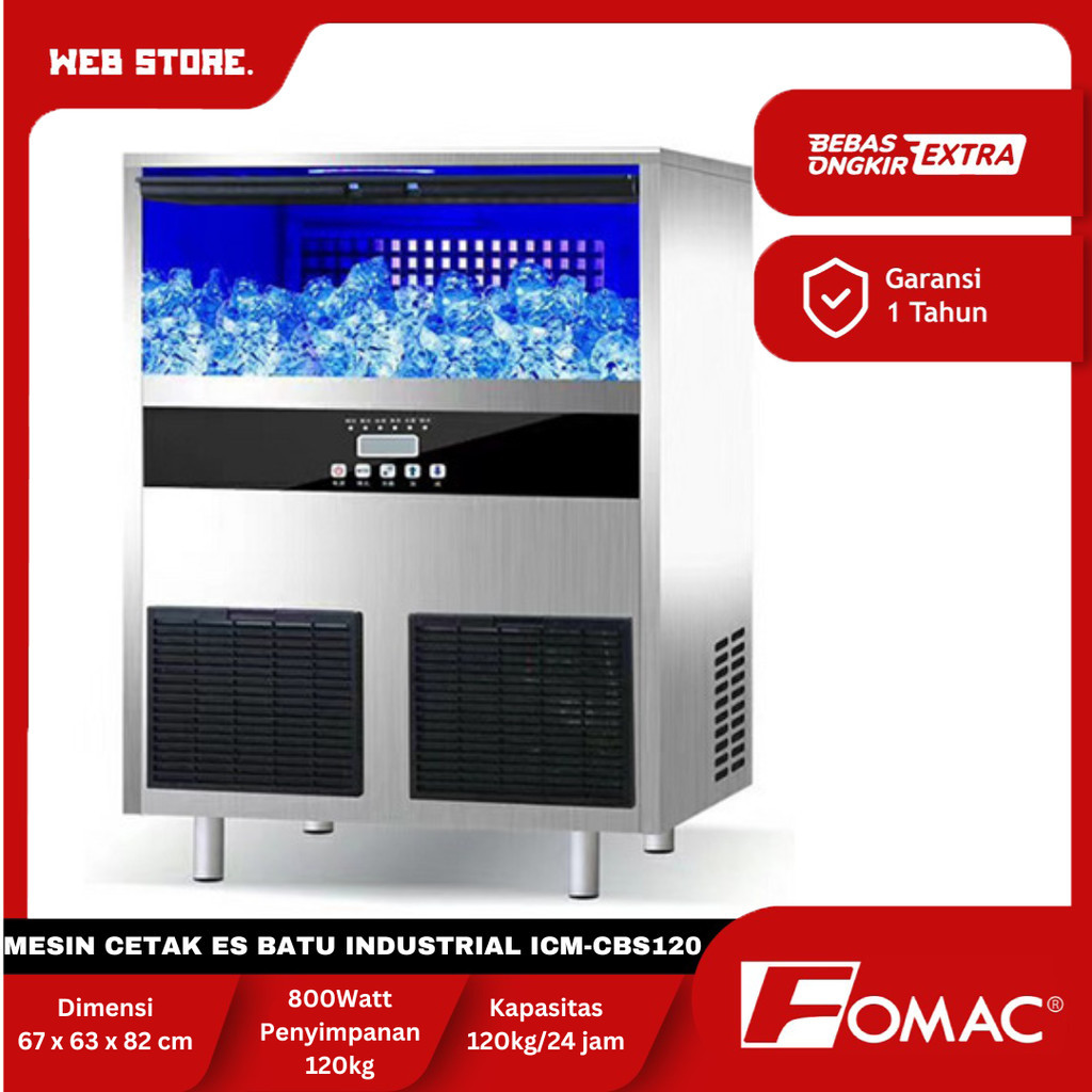Mesin Ice Cube Machine Pembuat Es Batu Kristal Kapasitas 120 Kg/Hari FOMAC ICM-CBS120