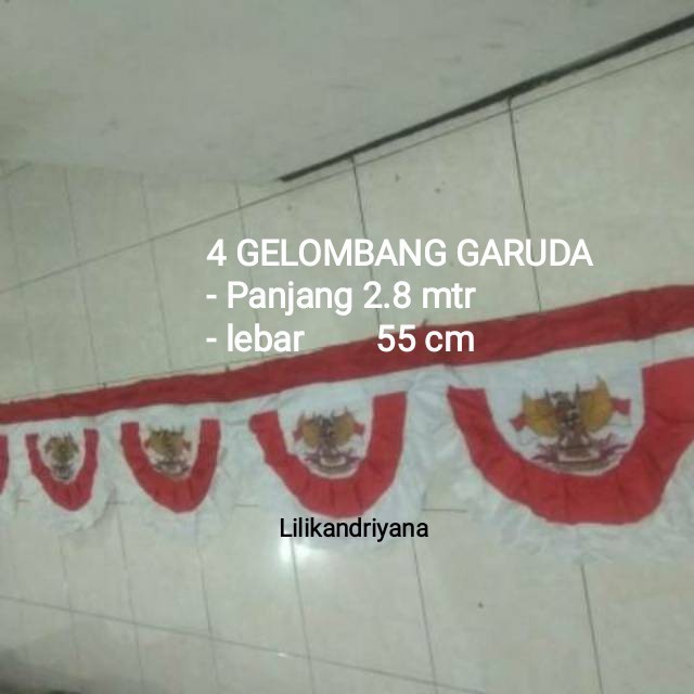 ] Grosir bendera Indonesia background merah putih bunga besar 5 lengkung