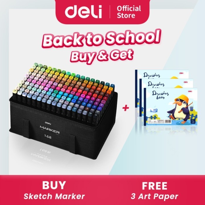 

Deli Spidol Sketsa Profesional Sketch Marker 168 Warna Dual Tip HM902