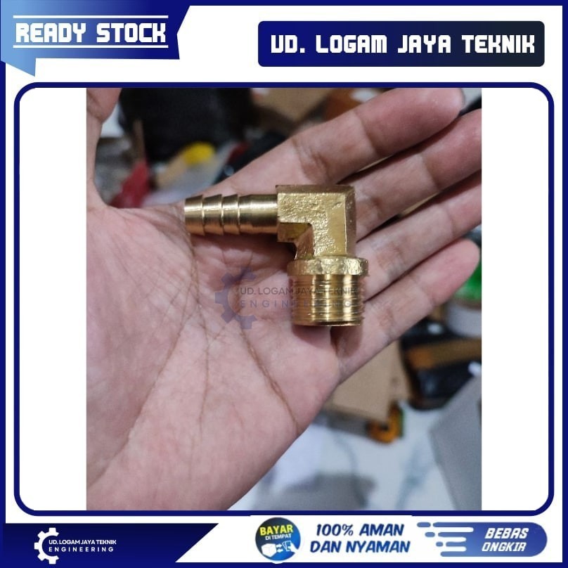 nepel eLbow drat luar setengah inchi untuk disambung ke selang kompor gas