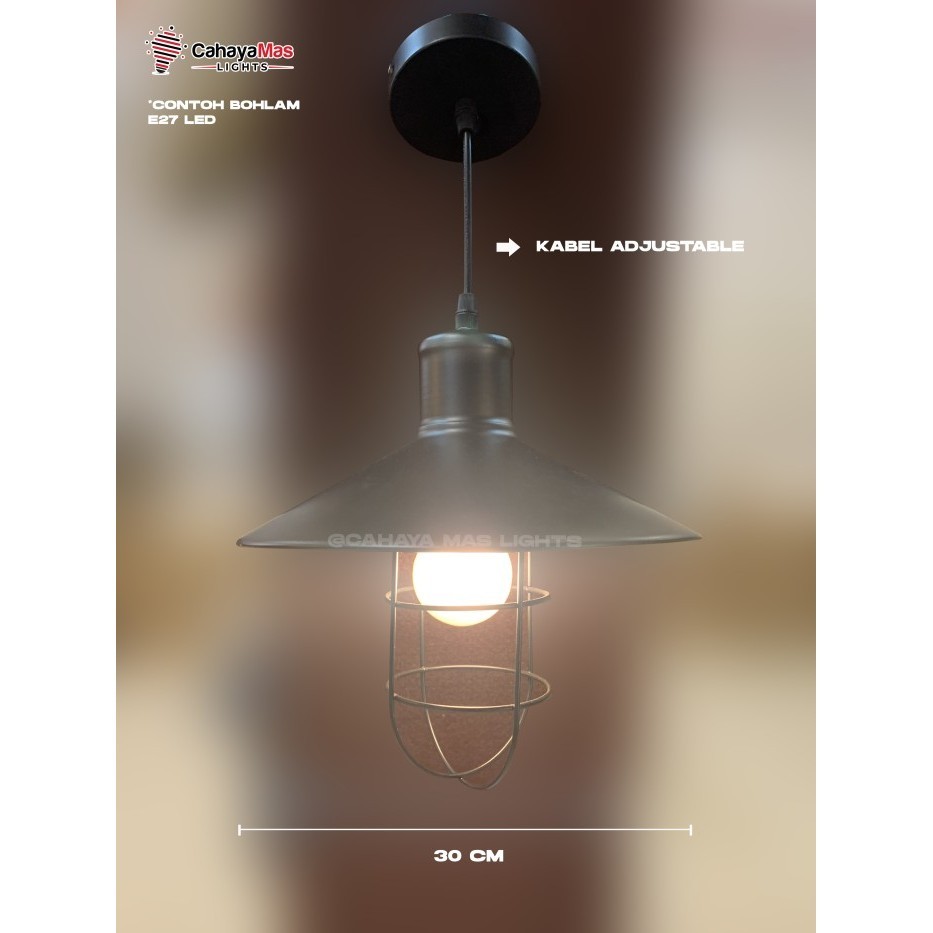 Lampu Hias Gantung Industrial Vintage Hitam Cafe Antik Fullset Gratis Ongkir