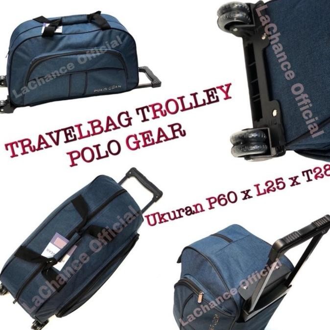 Travel Bag Troly Koper Cabin Polo Gear Roda Original Import Hitam