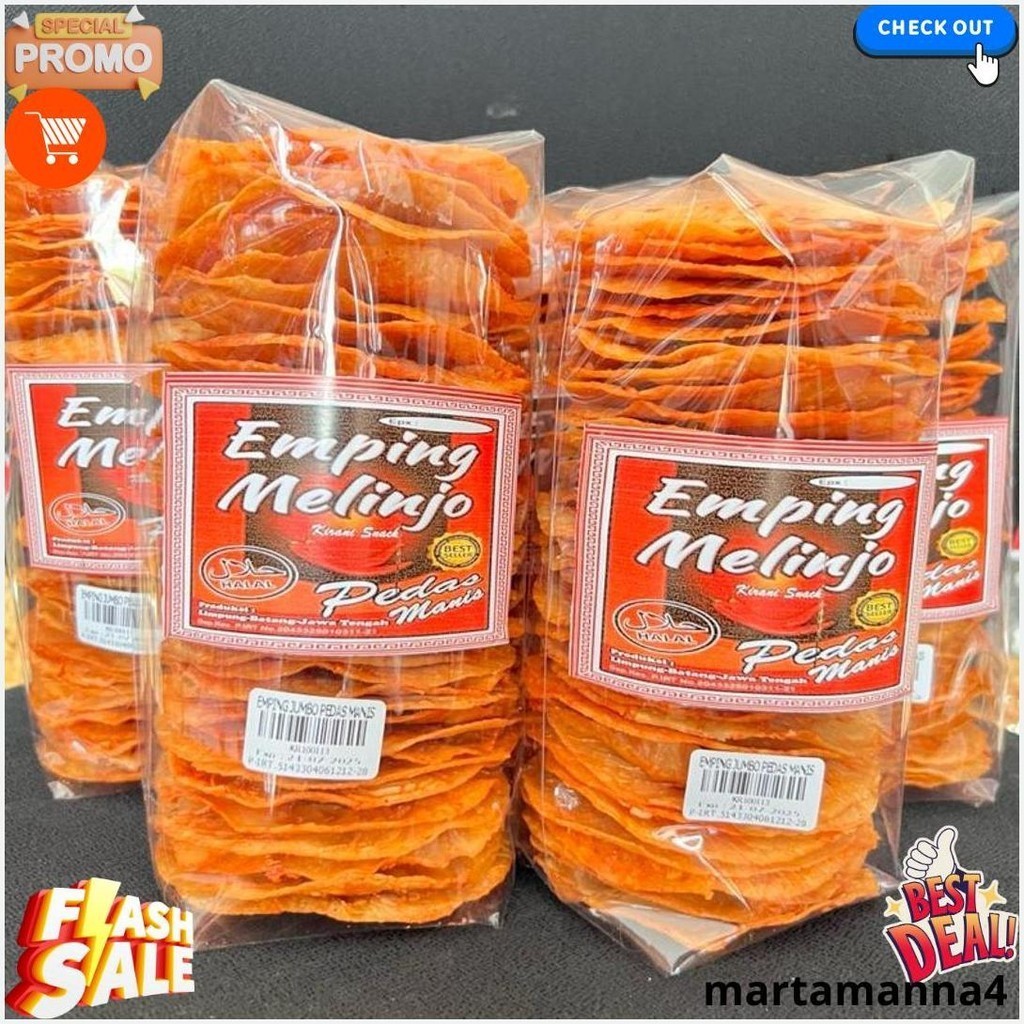 

Emping Belinjo Pedas Manis Mentah Lebar Jumbo 500Gr Export Quality Asli Produksi Limpung Cod