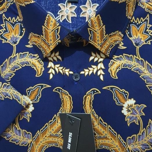 Kemeja Alisan Motif Batik Bahan Printing Lengan Dek