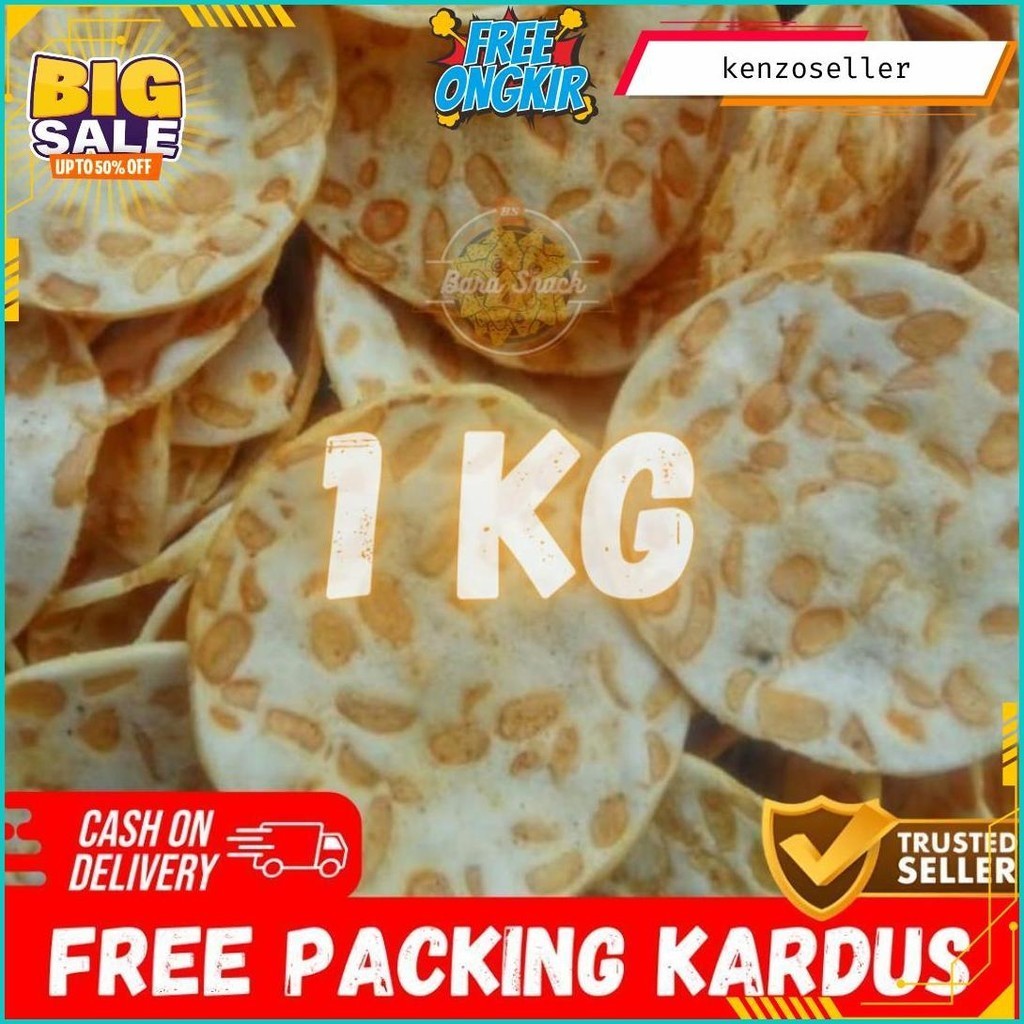 

[ 1Kg ] Keripik Tempe Sagu Gurih ( Free Packing Kardus ) / Camilan Snack Kiloan Murah -K Original Produk