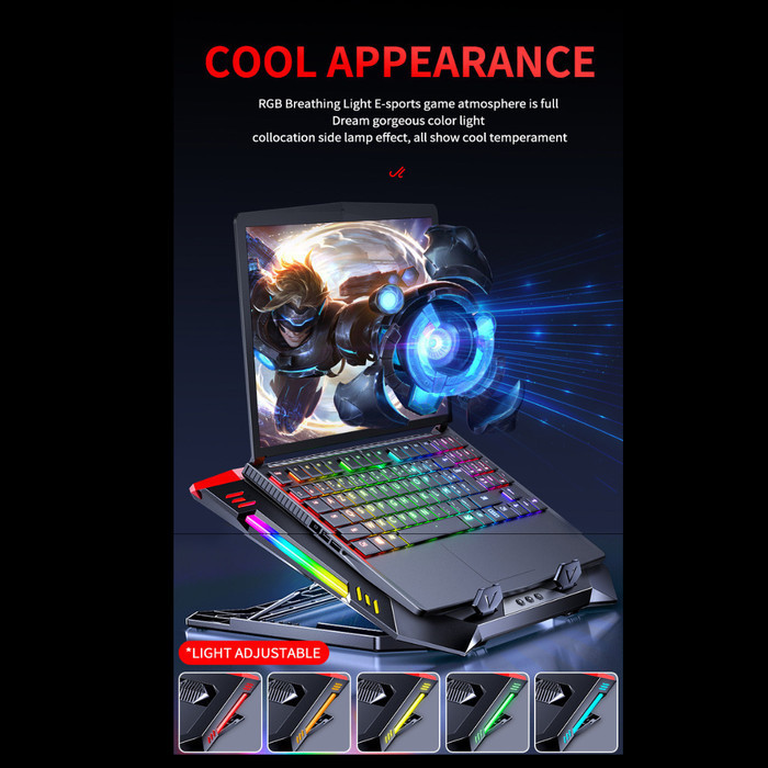 Cooling Pad Laptop Gaming Kipas Pendingin Laptop Turbocharged Rgb Led