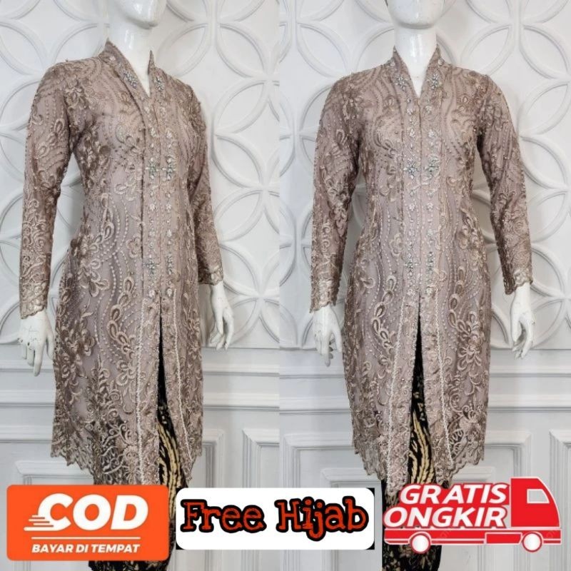 (COD) Kebaya Kartini Payet | Kebaya Wisuda | Kebaya Pesta | Kebaya Modren | Kebaya Pendek Free Hijab