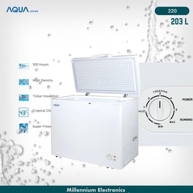 AQUA AQF 220 FR CHEST FREEZER BOX 220FR LEMARI PEMBEKU 200 LITER