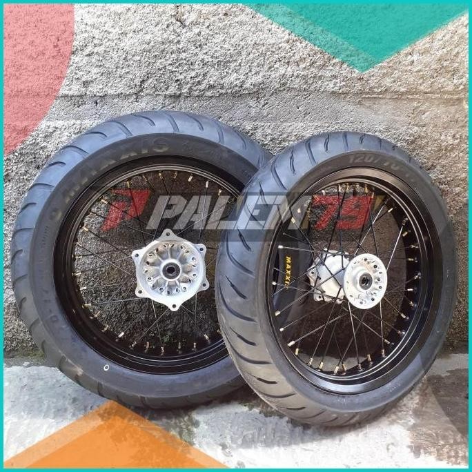 Wheelset Supermoto KLX 230 Paket Ban Velg 17 Tromol KLX230 8JVLZ4 perk