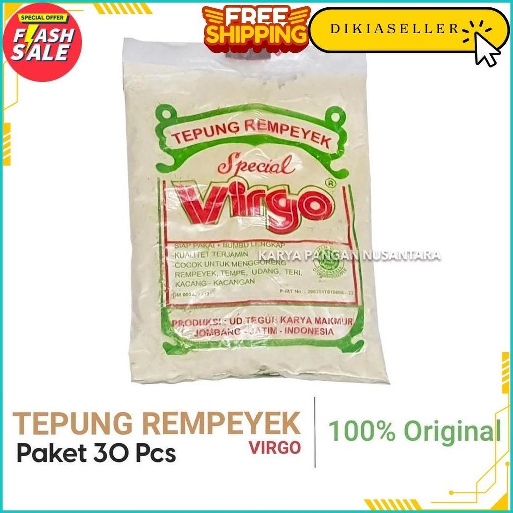 

Tepung Rempeyek Virgo / Tepung Peyek Tepung Bumbu Virgo Paket 30 Pcs Cod