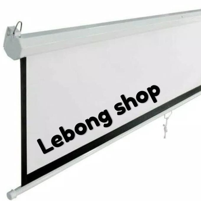 Layar Proyektor Gantung /Wall 96" 244*244Cm / Screen Manual 96"