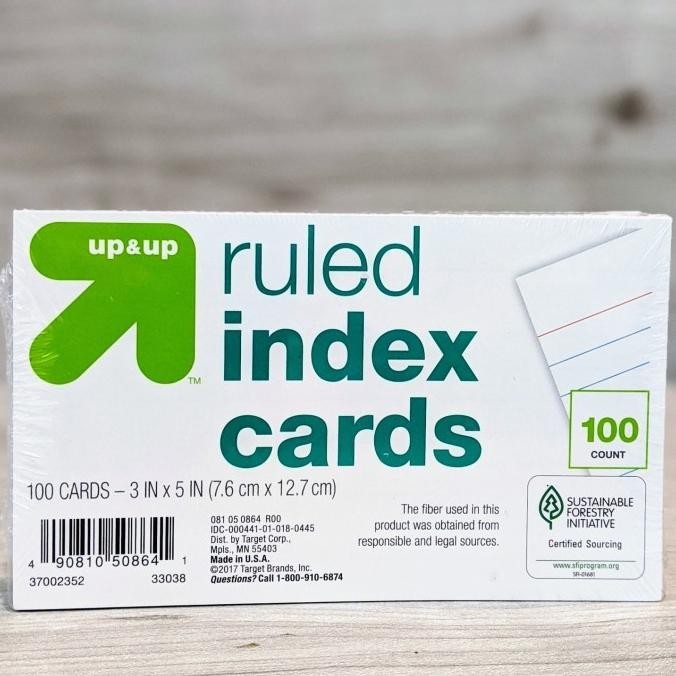 

Ruled Index Cards 3 x 5 " 100