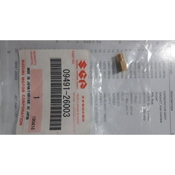 main jet karbu Suzuki TS125 ori main jet karburator Suzuki TS125