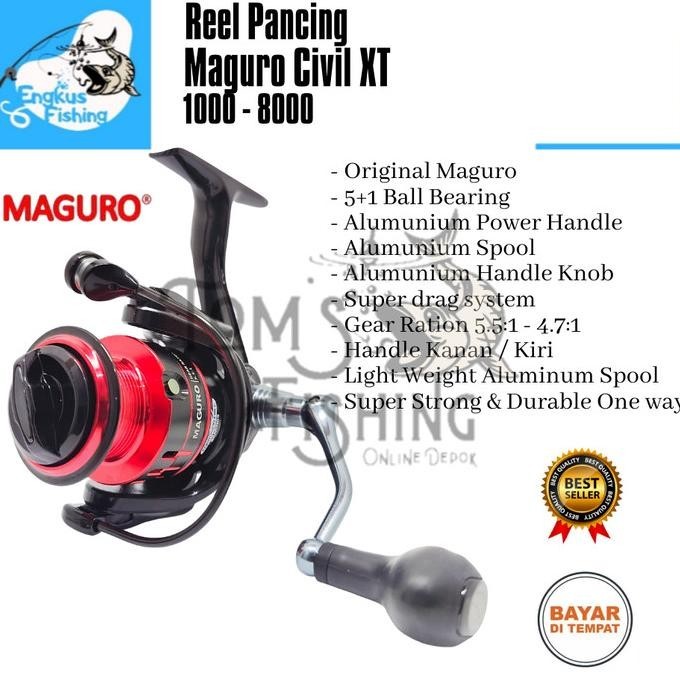 Reel Pancing Maguro Civil XT 1000 - 8000 ( 5+1 Bearing ) Power Handle