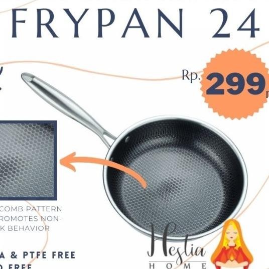 Home Pro Fry Pan Stainless Steel 24 Cm Wajan Anti Lengket Honeycomb