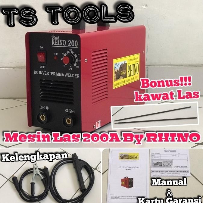 Mesin Las Mma Trafo Inverter Rhino 200A / Rhino 200 A