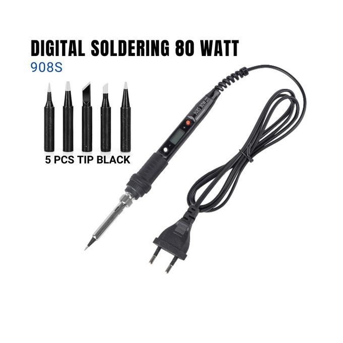 Solder Listrik 80 Watt 908S Digital Mata Solder Black