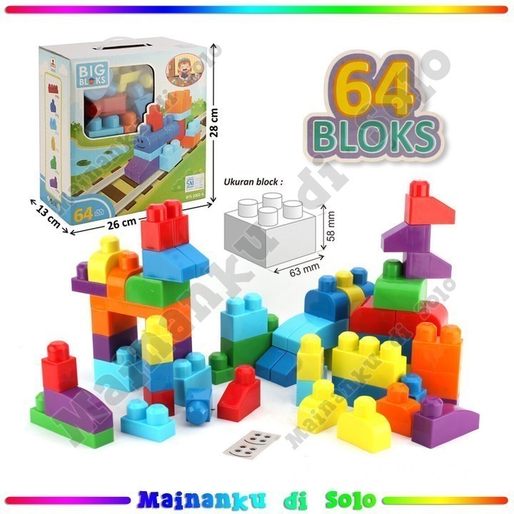 [Mainanku] Mainan Anak Block Jumbo 63x58mm 64 Pcs Big Blocks Block Connection