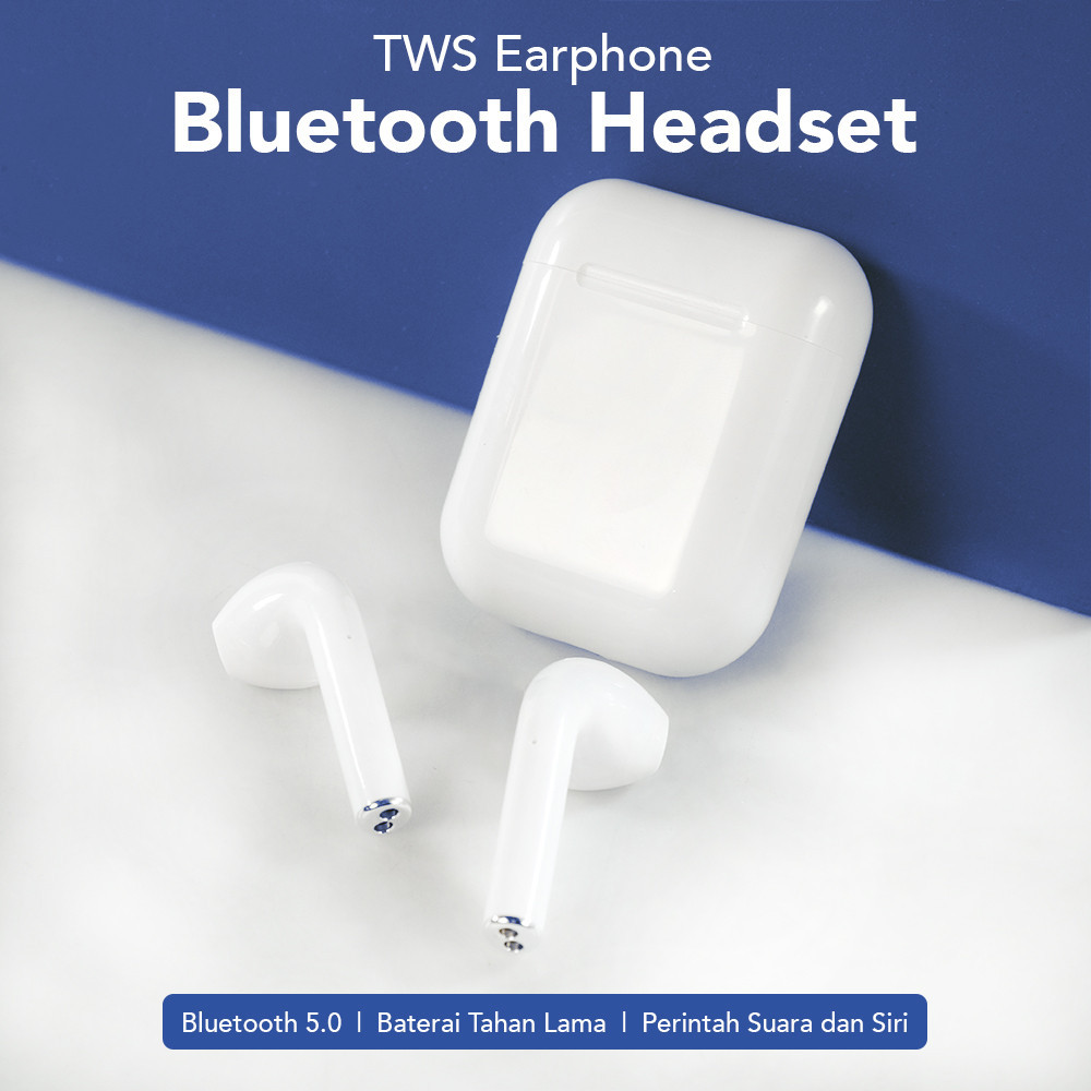 ER- WOJOQ TWS Earphone Bluetooth Headset 5.0 with Charging Case - i12 / henset bluetooth/henset/head