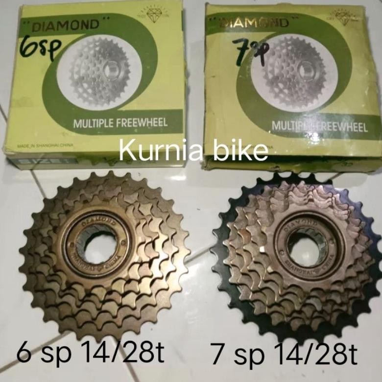fgk-24 ger freewheel gear sepeda 6 sp / 7 speed  14/28t diamond model drat atau ulir Berkualitas