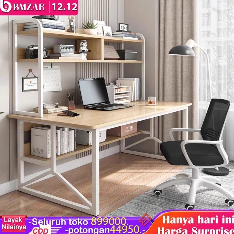 120CM Meja Kantor Besi Buku Meja Belajar  Dengan Rak Buku Meja Kerja Serbaguna