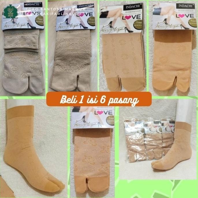 Kaos Kaki Jempol Ladies Matakaki Motif Corak Indachi Warna Krem Grosir