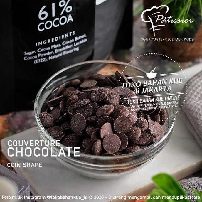 

Patissier 61% Dark Chocolate 250Gr Cokelat Couverture Coin Baking Enak