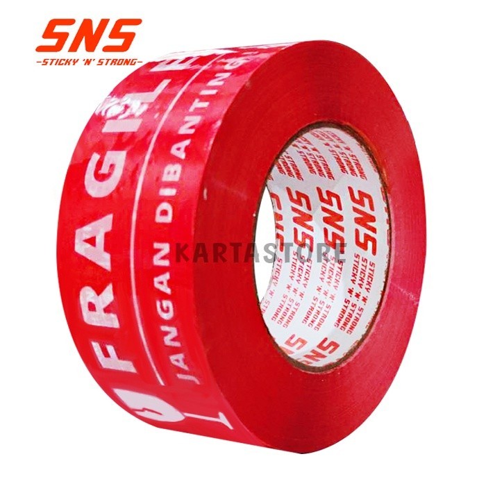 

Originial 1 Karton Lakban Fragile 300Y Sns Sticky N Strong Khusus Sameday Instant Asli