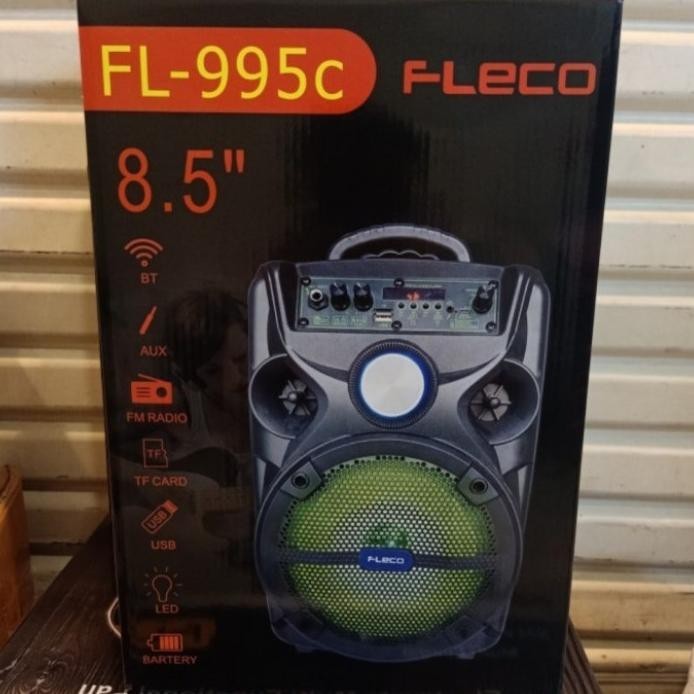 CR - SPEAKER BLUETOOTH PORTABLE KARAOKE FLECO 8'5 INCH FL-955C&D BONUS MIC KARAOKE+REMOTE X-BASS / S