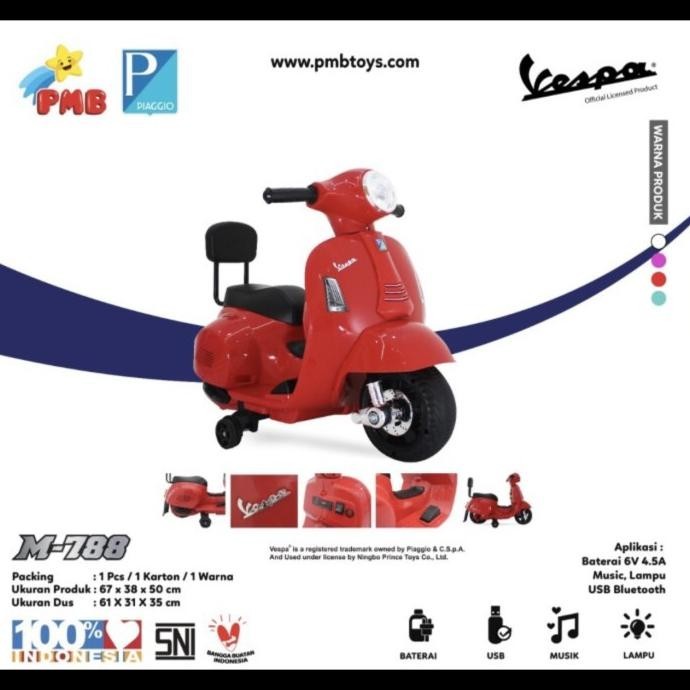 MAINAN ANAK MOTOR AKI VESPA PMB MURAH / MOTOR AKI VESPA ANAK