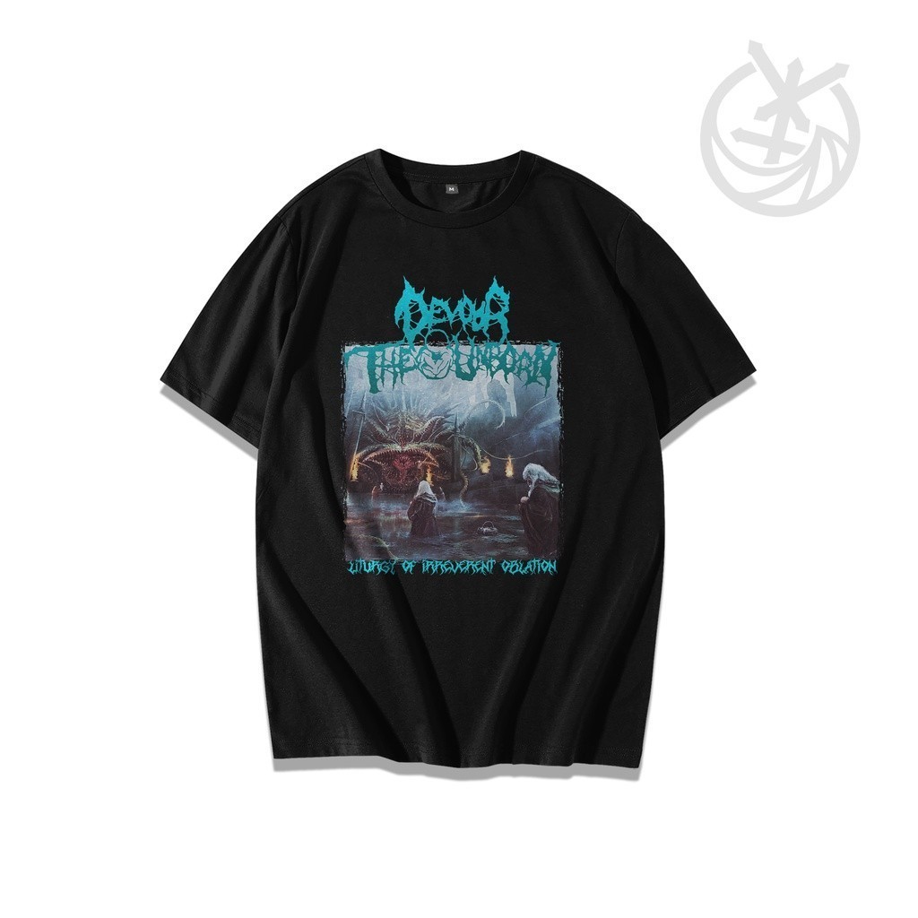 Kaos Distro Death Metal Devour The Unborn Pria Wanita Lengan Pendek Metalcore Katun Hitam Vol 1190