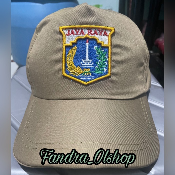 Topi Pns Pemda Dki Jayaraya Golongan 3 Bordir Timbul 3D Warna Khaki