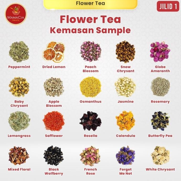 

Paket Teh Bunga Mamacia Treats Flower Tea ALL VARIANT 39 sampel pack LA