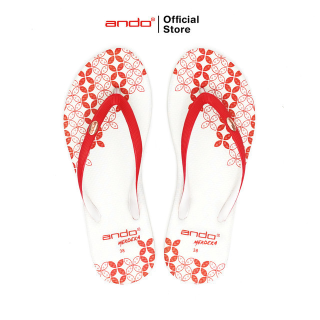 Ando Official Sandal Jepit Nice Merdeka Wanita Dewasa - Merah/Putih