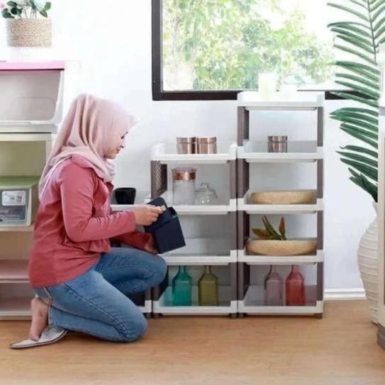 RAK SUSUN PLASTIK RAK SERBAGUNA RAK RAK SUSUN BUKU MINIMALIS RAK BAJU